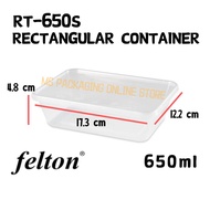 (650ml)Microwavable Rectangular Container RT650S (50set±) Disposable Plastic Food Container / Felton