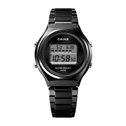 Unisex Casual Sports Digital Watch with LED Display, World Time, Full Features, Alloy, Oak CAIAS Ser