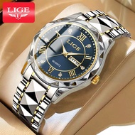 LIGE Luxury Quartz Man Watch Fashion Steel Waterproof Luminous Wristwatch Auto Date Watch for Mens