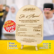 CEK | MINIMALIST Plat Hantaran Mas Kahwin Cek Ijab Qabul Mas Kahwin Stand Wood Kayu Custom Nama Plat