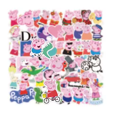 Peppa Pig Cartoon Stickers Sticker Pack Cute Pig Decals for Water Bottle Laptop Luggage Skateboard B