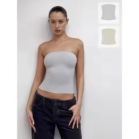 Misty Blue Sleeveless Tank Top in Soybean Color – Minimalist & Fitted Short Top, Same Style as Kiko'