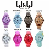 TU88 Jam Tangan Karet Q&Q Jelly Transparan Tali Bening Jam Tangan QQ P