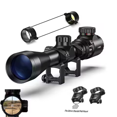Riflescope 3-9x40 Rifle Sniper Scope Red or Green Illuminated Optical with Mounts Mil Dot Fit Free C