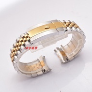 สายนาฬิกาหนังสแตนเลสแท้สำหรับ Rolex Datejust 36 41mm แบบหนา สายโซ่แบบหนาแน่นสำหรับผู้ชาย สายรัดนาฬิก