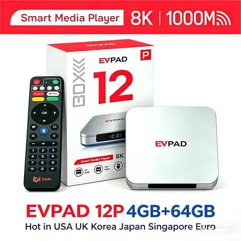 [Genuine]2026 New arrival EVPAD 12P Android12 8K tv box VOICE RC 1000M ethernet hot sell in USA UK K