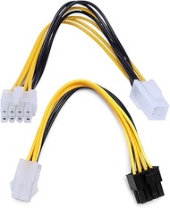 4-Pin Male to 8-Pin Female CPU Board Power Supply Converter Adapter Cable Yellow Black 20cm/7.87in A