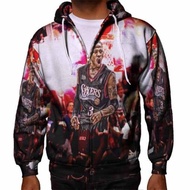 Allen Iverson Basketball Fans Fullprint Zipper Hoodie Jacket Polyester Jersey Material [Hoodie With 