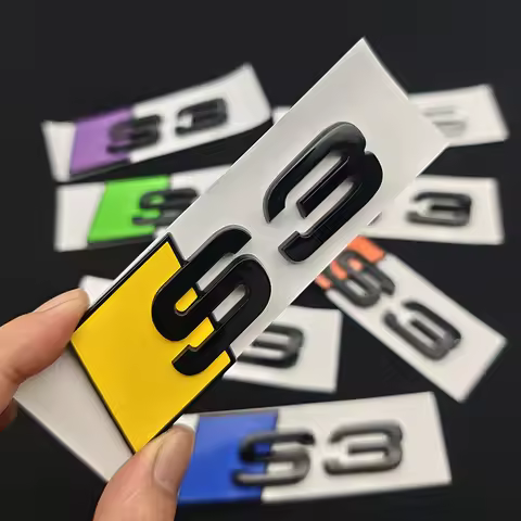 3D ABS Chrome Green Yellow Purple Blue Black Logo S3 Emblem Sticker Car Rear Trunk Badge For Audi S3