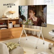 Brateck North Arc TV Floor Stand Wheeled Mobile Art Cart Fs350 Universal 49-75 Inch