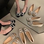 A1001-9 Purple Phantom Thick Low Heel Square Buckle Women's Shoes - Comfort Fit for Wide Feet