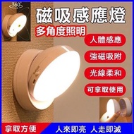 可旋轉角度LED磁吸感應燈 USB充電感應燈 人體感應小夜燈 護眼燈（USB充電/升級感應款/黃光）