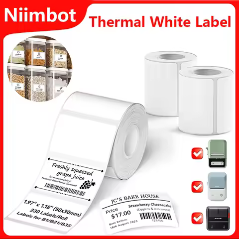 NiiMBOT White Thermal Label 20-50mm Self-adhesive Sticker 1Roll Waterproof Paper For Niimbot B1/B21/