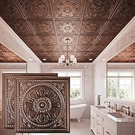 Hahafelt 16 Pack 2' x 2' Drop Ceiling Tiles PVC Panels Decorative Vintage Glue up Plastic Ceiling Ti