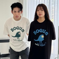 Korea Cute BOGUS Little Monster Print Short T Cartoon Couple Green Simple Versatile Loose Short-Slee
