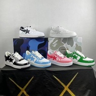 100% Original Factory Bape Sta Ape-Man Avatar Low-Top Trendy Pink Men Blue Women Glossy Black White 