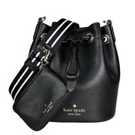 KATE SPADE Rosie迷你荔枝皮革二合一水桶包(黑色)-真品平行輸入