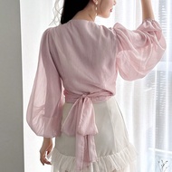 ฤดูใบไม้ผลิ/ฤดูร้อนลำลองสีทึบโคมไฟแขนตัดเสื้อที่มีสายรัดผูก