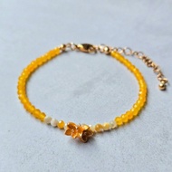 【日本製造】桂花造型編織手鍊  黃玉髓 綠榴石