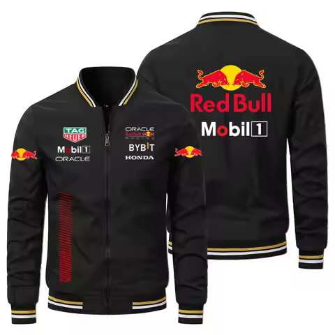 Red Bull Logo 2025 Men's Motorcycle Jacket Blazer Sports Zipper Jacket Red Bull Men's Spring Clothin
