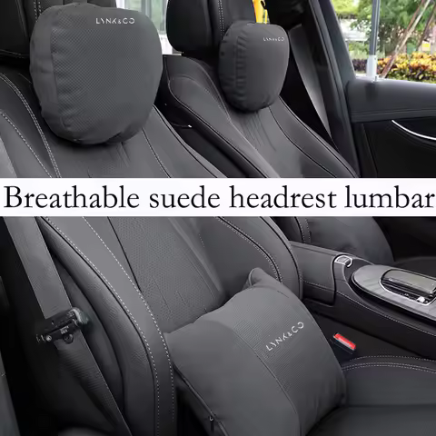 Car adjustable suede seat headrest neck pillow lumbar support for LYNK & CO 01 900 02 03 PHEV 05 06 