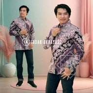 KATUN KEMEJA Men's Long Sleeve Cotton Batik Shirt with 2 Cm Motif, Modern Batik Dress for Weddings