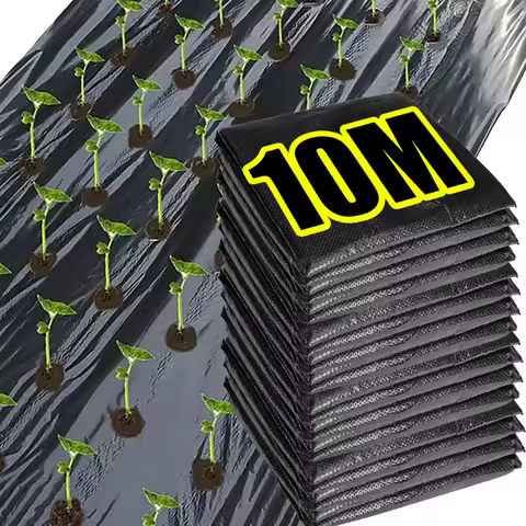 10M 5-Holes Black Mulch Film PE Plastic Garden Greenhouse Agricultural Frost Protection Weeding Insu