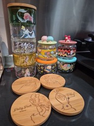 卡通圖案玻璃儲物罐連木蓋／Twinstars 飯碗