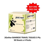 【BUY ONE FREE ONE】2Gether BAMBOO TRAVEL TISSUES 3 Ply | 50 Sheets x 4 Packs