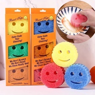 Smiley Magic Cleaning Sponge Wipes No Scratch Abrasive Dishwashing Sponge Pad Strong Decontamination