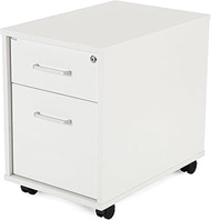 Metal Rolling Container with 1 Drawer and 1 File 42 x 64 x 53 cm White/White