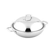 Buffalo 32cm 3PLY Flat Bottom Wok With 304 S/S Lid (New Honeycomb Wok)牛头牌第2代蜂巢不锈钢锅