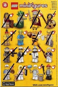 全新 Lego 71001 Minifigures Series 10 人仔 (已開袋確認), 包底板，全配件