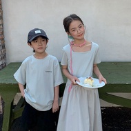 Ins Style Brother Sisters Summer Clothes Sisters Clothes Short-Sleeved Girls Hepburn Style Dress Boy