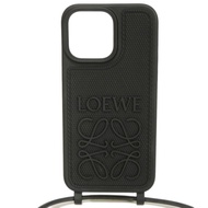 二手LOEWE iPhone 14 Pro Max 手機殼，附掛繩，Logo，Anagram，橡膠材質，黑色，智慧型手機殼 C987R22X01