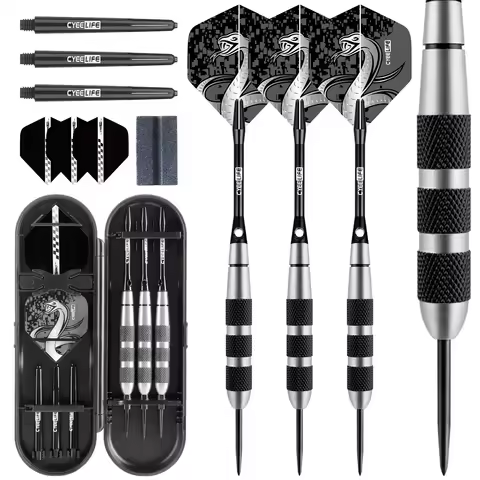 CyeeLife 26G 3pcs Steel Tip Darts Sets Standard PET Flight, Stainless steel Darts Aluminum Shafts St