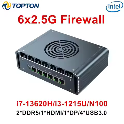 Topton Solid i7 13620H i3 1215U N100 Firewall Mini PC 6x2.5G LAN intel i226-V DDR5 NVMe Proxmox pfSe