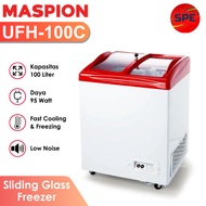 New Mini Sliding curved Glass Freezer MASPION 100Liter LOW WATT *MEDAN