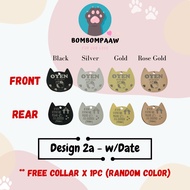 Bombompaaw Customized Pet Name Tag Stainless Steel Cat Name Tag Teg Nama Kucing Collar Rantai Nama K