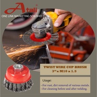 🔥READY STOCK🔥STEEL CUP BRUSH 3" M10 X 1.5 TWISTED KNOT BOWL STAINLESS STEEL CUP BRUSH L033-2