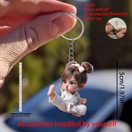Karate Girl Acrylic Keychain 2D Flat Martial Arts Pose Keyring for Bag Decoration Gift for Sports Lo