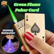 Poker Lighter Money Detector Green Flame Windproof Metal Refillable Unique Gift Pemetik Api