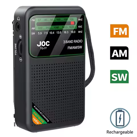 Pocket Mini Radio AM/FM/SW Portable Radio Batteries Rechargeable Supports Connect Wired Earphone Por