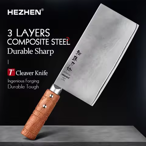 HEZHEN 7 Inches Slice Knife X9Cr18MoV Stainless Steel Slicing Meat Cutting Knives For Professional K