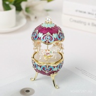 European Crafts Music Box Egg Russian Birthday Gift Metal Carousel Music Box Enamel Color 4GQ4