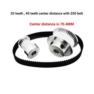 Tyk 2gt Synchronous Pulley 20/40/60 Gear Speed Ratio 1: 2: 3 Belt Width 6mmGT2 Transmission Set Comb