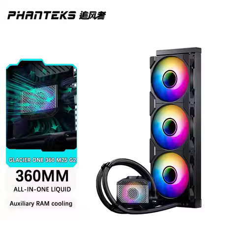 PHANTEKS GLACIER ONE 360 M25 G2 360mm All-in-One Liquid CPU Cooler BOS|VRM|RAM Assisted Cooling Supp
