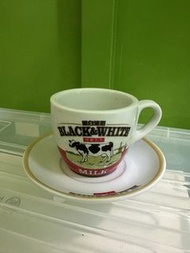 黑白淡奶杯  奶茶杯 連碟 六套 Milk Tea Cup  Set 香港茶餐廳