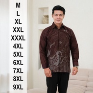 Jumbo Men's Long Sleeve Batik Shirt Cotton Arimbi Motif ML XL XXL XXXL 4XL 5XL 6XL 7XL 8XL 9XL Fine 