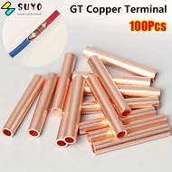 SUYO 100Pcs GT Copper Terminal Connecting Tube, GT-1/1.5/2.5/4/6/10/16/25 Brass Wire Terminal Crimp,